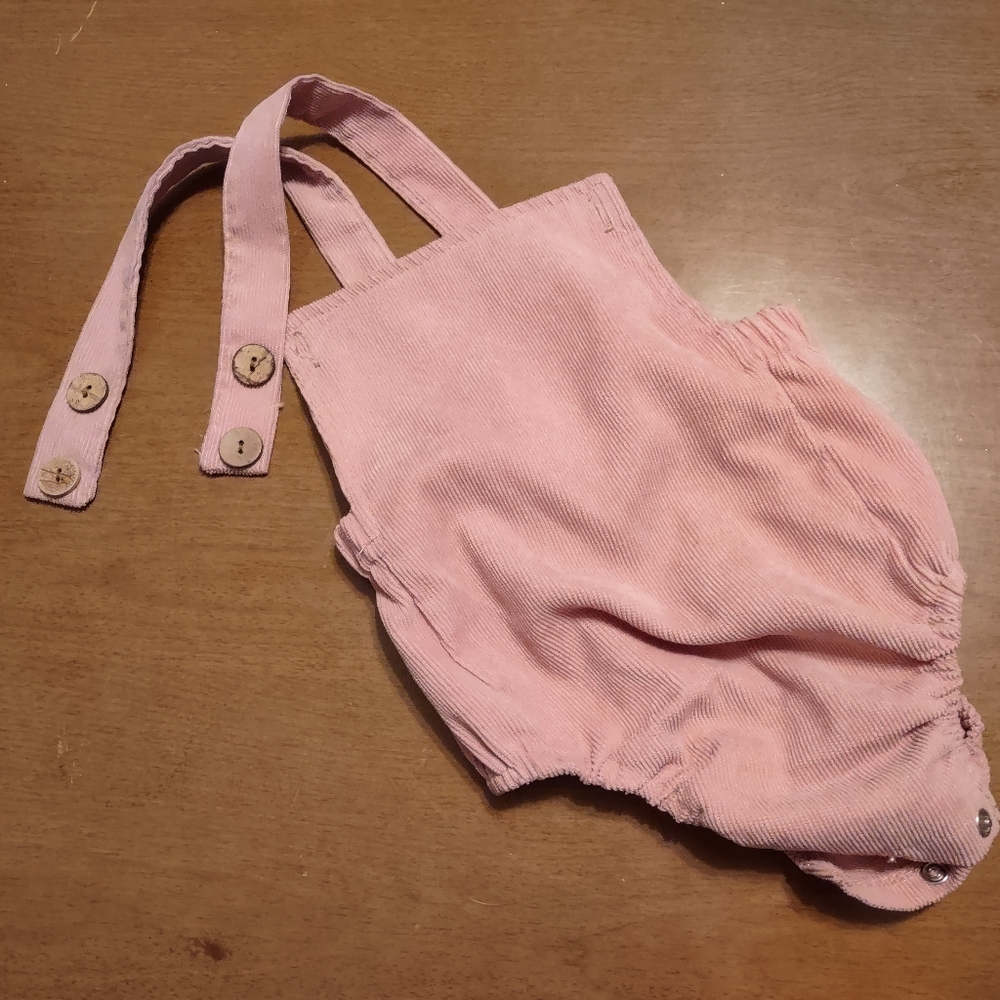 Unbranded Pink Corduroy Infant Jumper Onesie with wooden buttons